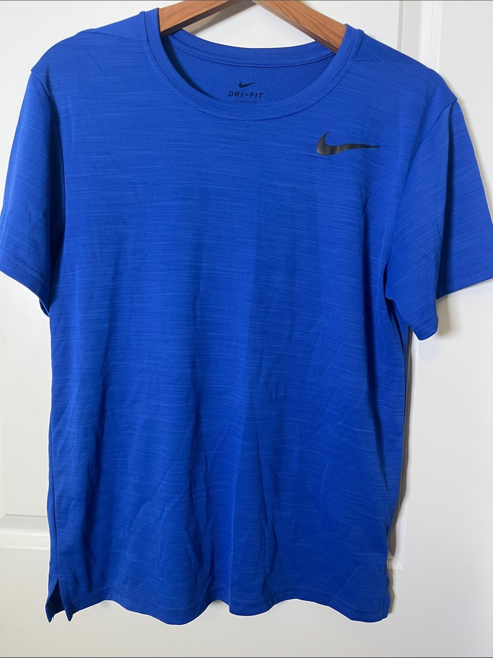 Nike Men's Royal Blue Short-Sleeve Dri-FIT Tee with Black Swoosh